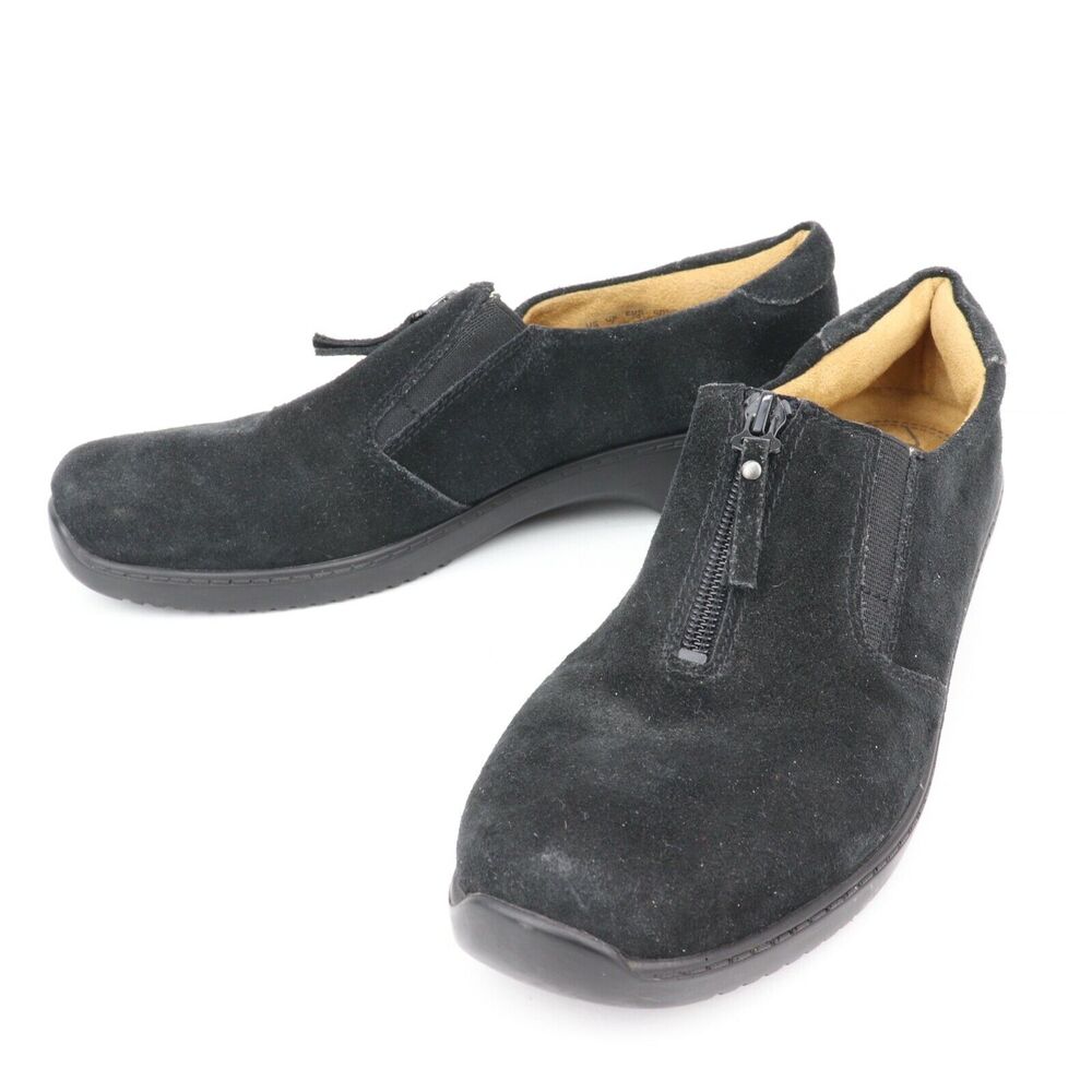 Natural Soul by Naturalizer Luxe Black Suede Zip Front Comfort Loafers Shoes 9M